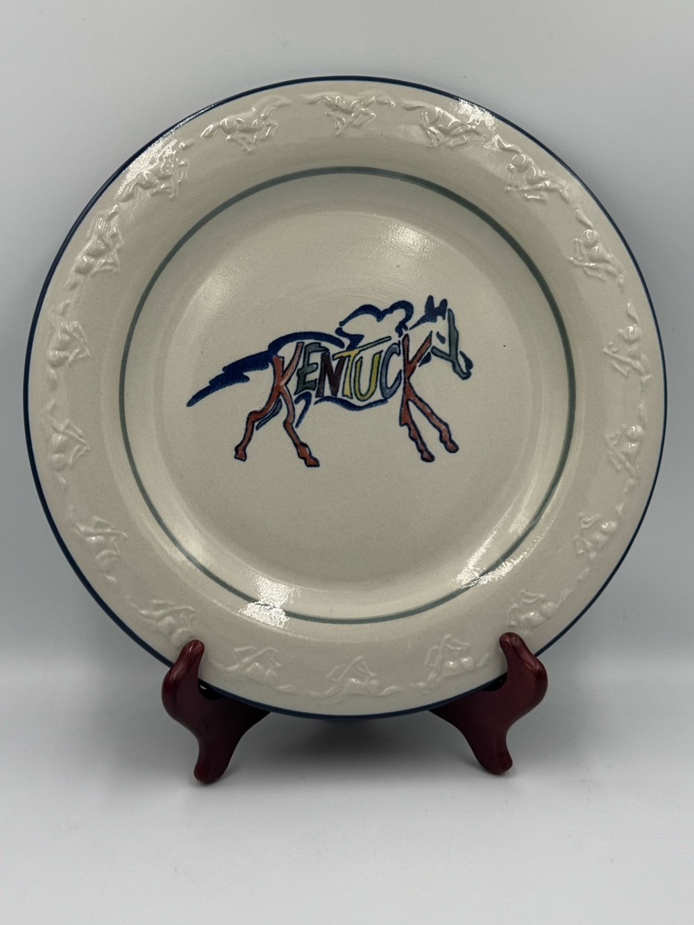 Vintage 2006 Louisville Stoneware “Kentucky” Equestrian Ceramic Decorative Plate